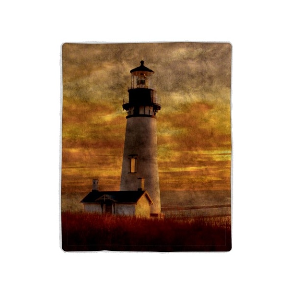 Hastings Home Sherpa Fleece Throw Blanket with Lighthouse Pattern, Lightweight Hypoallergenic for Adults and Kids 777327ODG - main